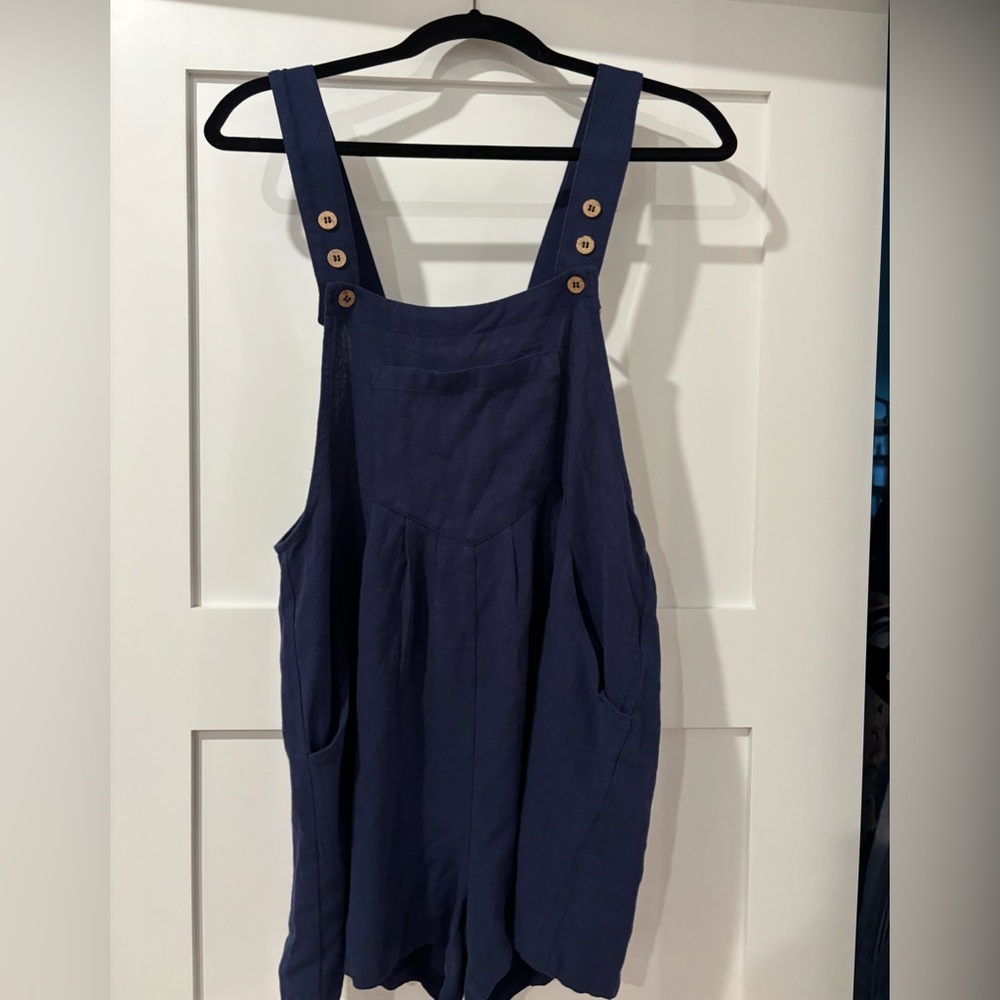 Navy Blue Romper with Button Details